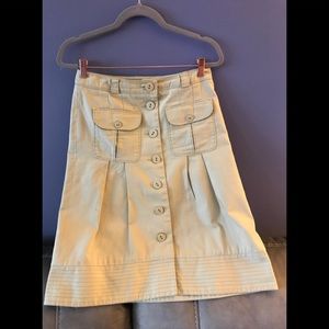 Tristan A-Line Button-Down Skirt.  Front Pockets.